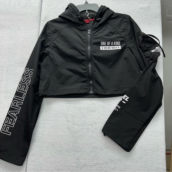 SMOKE RISE NY Cropped Black Windbreaker Full Zip Jacket SIZE SMALL NEW - Picture 8 of 11